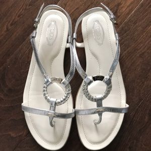 Tod’s 39.5 or 9.5 silver sandals. Like new.